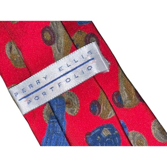 Perry Ellis Portfolio Saks Fifth Avenue 100% Silk Car Tie Designer Necktie USA - Picture 4 of 7